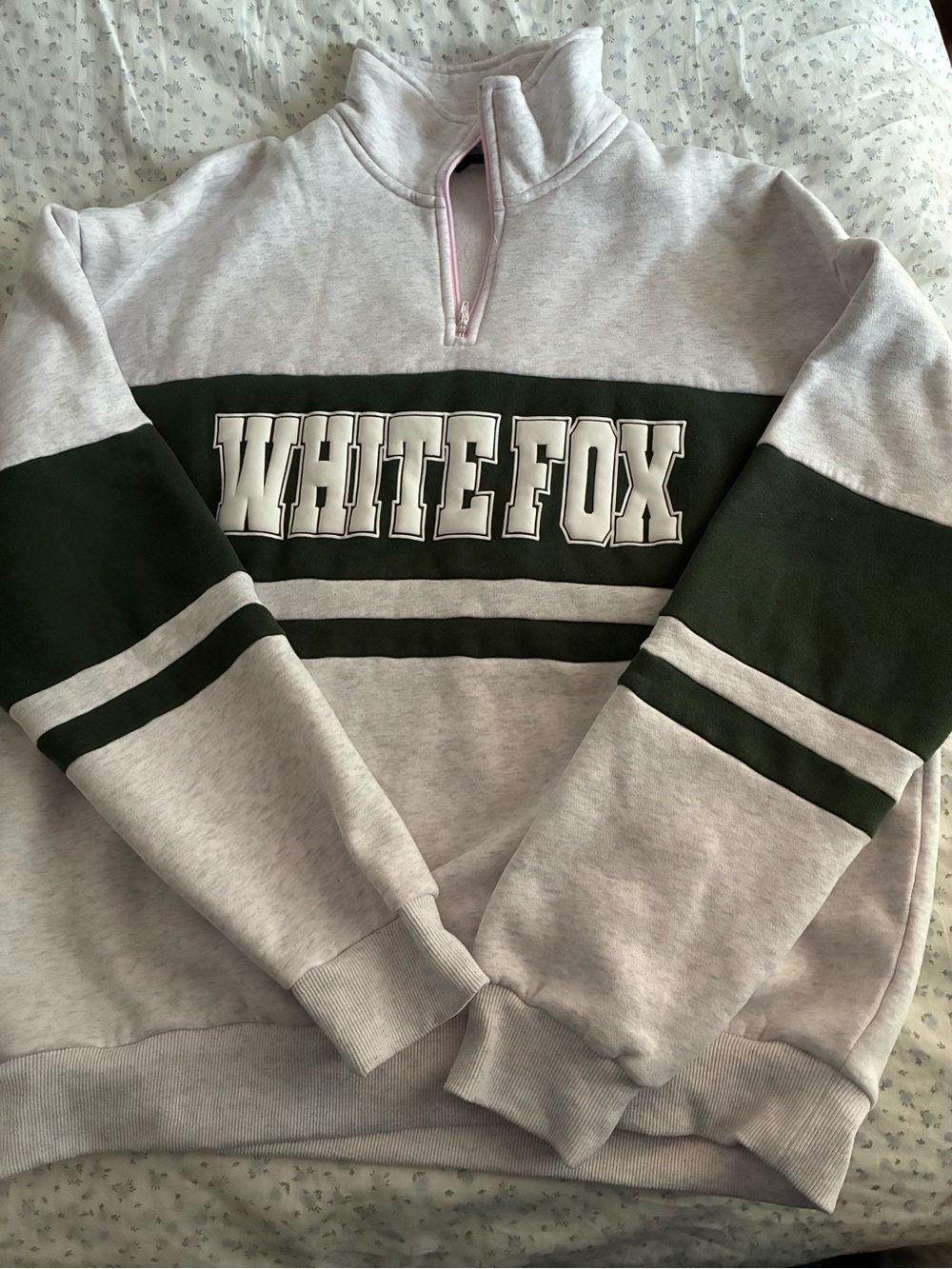 White Fox Quarter Zip Sweater